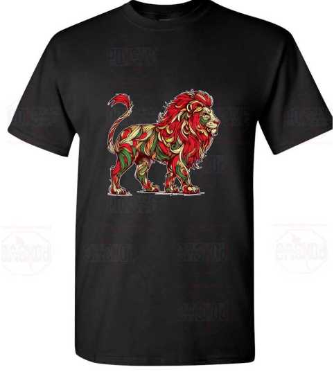 Reggae Groove Lion Short Sleeve Tee: Unleash Your Wild Style in Rasta Vibes! from Poxovo Design
