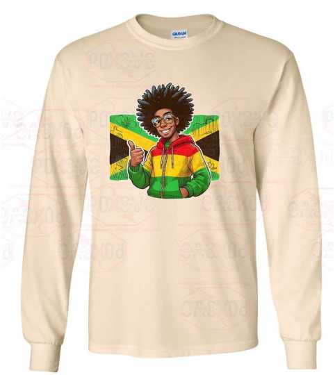 Jamaican Pride Thumbs Up Long Sleeve Shirt: Your Passport to Island Vibes from Poxovo Design