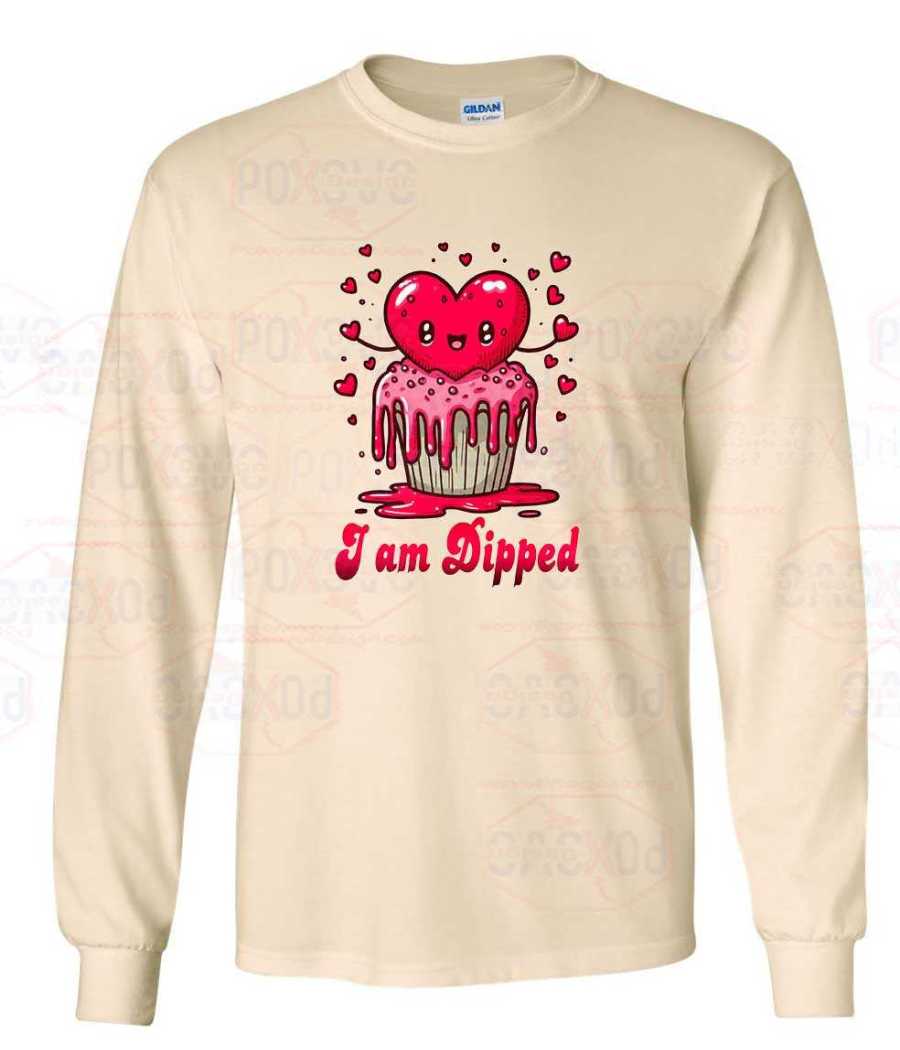 Sweet Embrace: Long Sleeve Valentine's Cupcake Shirt for Cozy Style from Poxovo Design