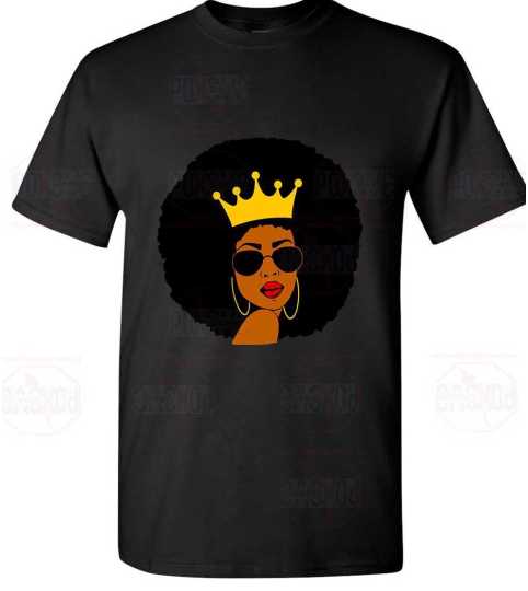 Celebrate Afro Elegance: Queen Crown T-Shirt from | poxovo design